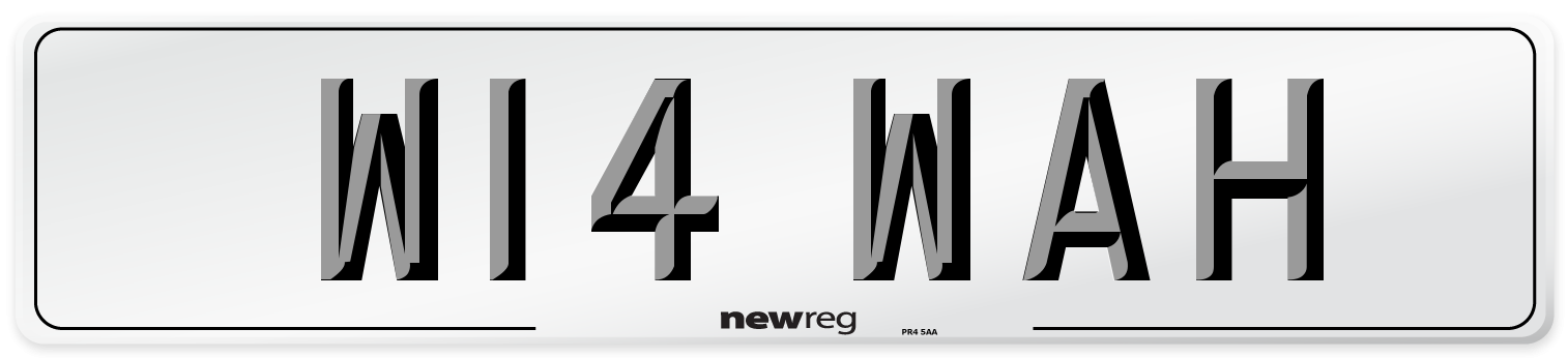 W14 WAH Number Plate from New Reg